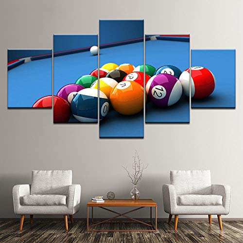 Pinturas modulares en Lienzo, Arte de Pared, 5 Piezas, imágenes de Billar en Color, decoración del hogar, Sala de Estar, póster de impresión Moderno