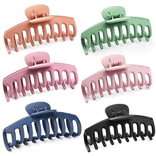 Pinzas Pelo Mujer, Pinzas de Pelo para Mujer, 6 Piezas Pinzas para el Pelo, Hebillas de Pelo Grandes de Plástico, Garra de Pelo Grueso de Mujeres, Clips Pelo Para Mujeres