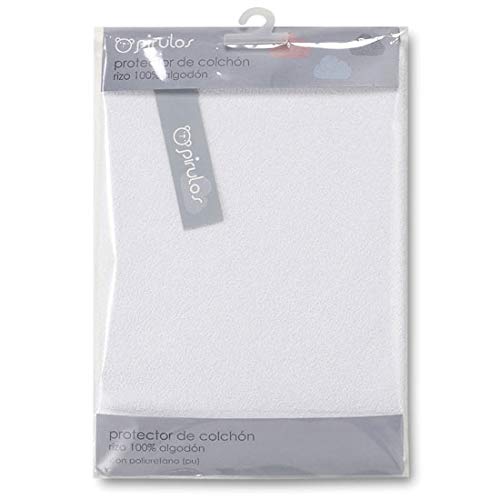 Pirulos Protector Colchón para Cuna de Bebé/Protector de Colchón e Impermeable Anti Ácaros, Medidas 60x120cm Color Blanco Pirulos Protector Colchón para Cuna de Bebé/Protector de Colchón e Impermeable Anti Ácaros, Medidas 60x120cm Color Blanco