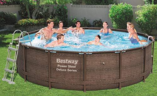 Piscina Desmontable Tubular Bestway Power Steel Diseño Rattan 427x107 cm Depuradora de cartucho de 2.574 litros/hora