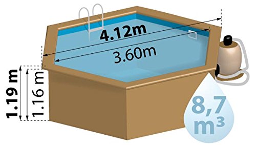 Piscina Madera Gre Vanille TerraPools 412x119 cm.