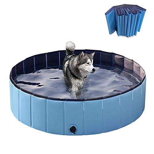 Piscina para Perros Plegable Piscina para Mascotas Bañera de Baño PVC Limpiador Bañera para Perros Bañera para Gatos Bañera,160 * 30CM