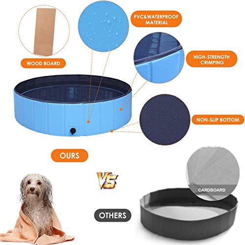 Piscina para Perros Plegable Piscina para Mascotas Bañera de Baño PVC Limpiador Bañera para Perros Bañera para Gatos Bañera,160 * 30CM