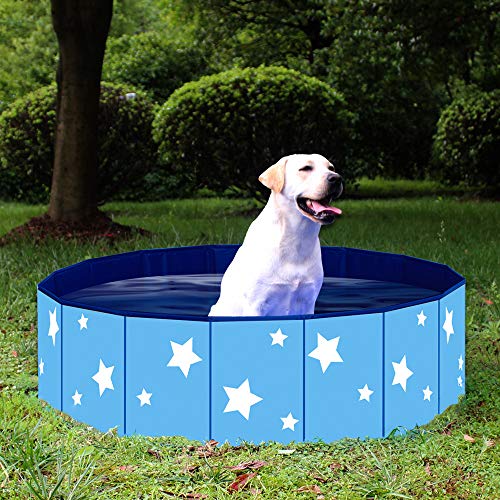 Piscina Plegable para Mascotas Suministros Bañera de Baño para Perros Gatos y Niños Estanque de Agua para Exteriores de Plástico Duro de PVC Azul,60 * 20cm