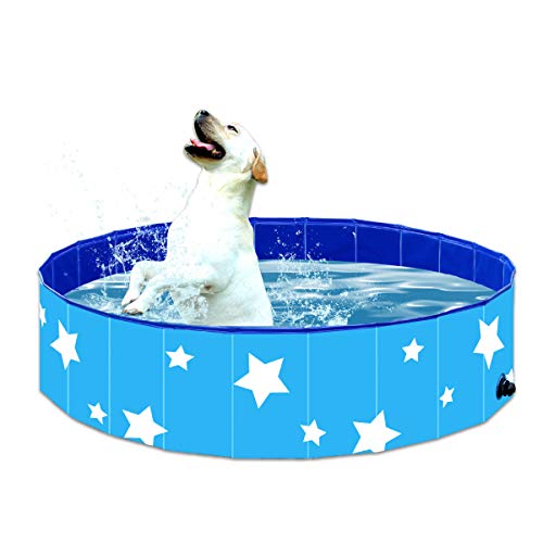 Piscina Plegable para Mascotas Suministros Bañera de Baño para Perros Gatos y Niños Estanque de Agua para Exteriores de Plástico Duro de PVC Azul,60 * 20cm