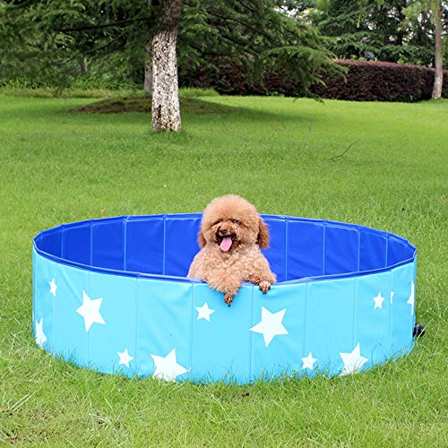 Piscina Plegable para Mascotas Suministros Bañera de Baño para Perros Gatos y Niños Estanque de Agua para Exteriores de Plástico Duro de PVC Azul,60 * 20cm