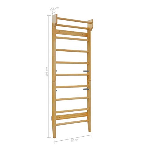 Pissente Espaldera de Madera, Espaldera de Fitness de Madera de Pino 80 x 15,8 x 195 cm