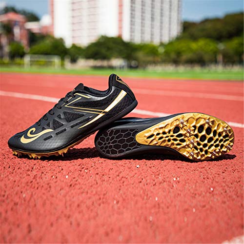 Pista Y Campo Zapatos, Atletismo Velocidad Hombres Mujeres Competición Formación Salto De Longitud 8 Clavos De Carrera Spikes Melena Mediana De Ejecutar La Capacitación,Negro,42