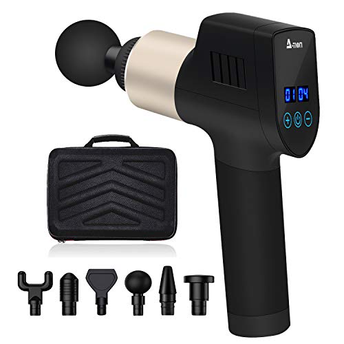 Pistola de Masaje Muscular, 2NLF Masajeador de Músculos de Tejido Percusión Profundo con 9 Niveles Ajustables Personal de Mano Massage Gun 6 Cabezas de Masaje y Pantalla LED