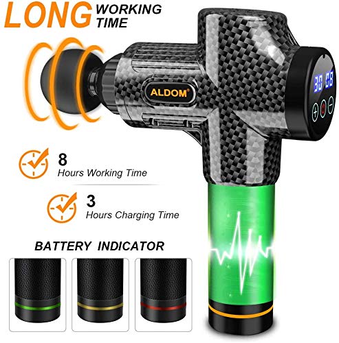 Pistola de Masaje Muscular, ALDOM Masajeador de Músculos de Tejido Profundo con 30 Niveles Ajustables, Massage Gun portátil 6 Cabezales de Masaje y Pantalla LCD Silenciosos para Relajación Fatiga Pistola de Masaje Muscular, ALDOM Masajeador de Músculos de Tejido Profundo con 30 Niveles Ajustables, Massage Gun portátil 6 Cabezales de Masaje y Pantalla LCD Silenciosos para Relajación Fatiga