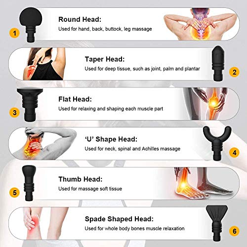 Pistola de Masaje Muscular, ALDOM Masajeador de Músculos de Tejido Profundo con 30 Niveles Ajustables, Massage Gun portátil 6 Cabezales de Masaje y Pantalla LCD Silenciosos para Relajación Fatiga Pistola de Masaje Muscular, ALDOM Masajeador de Músculos de Tejido Profundo con 30 Niveles Ajustables, Massage Gun portátil 6 Cabezales de Masaje y Pantalla LCD Silenciosos para Relajación Fatiga