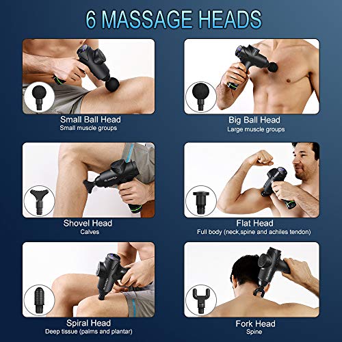 Pistola de Masaje Muscular, Bcamelys Pistola Masajeadora Muscular de Tejido Profundo Ultra Silenciosos con 20 Niveles Ajustables, 6 Cabezas de Masaje y Pantalla LCD, Relajación Recuperación Fatiga Pistola de Masaje Muscular, Bcamelys Pistola Masajeadora Muscular de Tejido Profundo Ultra Silenciosos con 20 Niveles Ajustables, 6 Cabezas de Masaje y Pantalla LCD, Relajación Recuperación Fatiga