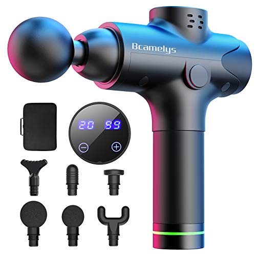 Pistola de Masaje Muscular, Bcamelys Pistola Masajeadora Muscular de Tejido Profundo Ultra Silenciosos con 20 Niveles Ajustables, 6 Cabezas de Masaje y Pantalla LCD, Relajación Recuperación Fatiga Pistola de Masaje Muscular, Bcamelys Pistola Masajeadora Muscular de Tejido Profundo Ultra Silenciosos con 20 Niveles Ajustables, 6 Cabezas de Masaje y Pantalla LCD, Relajación Recuperación Fatiga