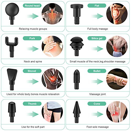 Pistola de Masaje Muscular, HebyTinco Masajeador de Músculos de Tejido Profundo, 8 Cabezales de Masaje, 6 velocidades, Cancelación de ruido, Aliviar el dolor de hombro y pierna Pistola de Masaje Muscular, HebyTinco Masajeador de Músculos de Tejido Profundo, 8 Cabezales de Masaje, 6 velocidades, Cancelación de ruido, Aliviar el dolor de hombro y pierna