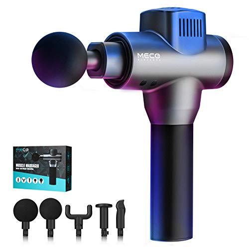 Pistola de Masaje Muscular, MECO Masajeador Profesional de Músculos de Tejido Profundo con 6 Niveles Ajustables 5 Cabezales de Masaje, 3200 RPM, Ultra Silencioso para Relajación Fatiga, Gimnasio-Negro Pistola de Masaje Muscular, MECO Masajeador Profesional de Músculos de Tejido Profundo con 6 Niveles Ajustables 5 Cabezales de Masaje, 3200 RPM, Ultra Silencioso para Relajación Fatiga, Gimnasio-Negro