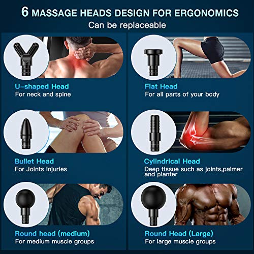 Pistola de masaje, pistola de masaje muscular de mano con 6 cabezales masajeadores, 5 velocidades, cancelación de ruido, pantalla táctil indicador LED, dispositivo de masaje de alivio muscular Pistola de masaje, pistola de masaje muscular de mano con 6 cabezales masajeadores, 5 velocidades, cancelación de ruido, pantalla táctil indicador LED, dispositivo de masaje de alivio muscular