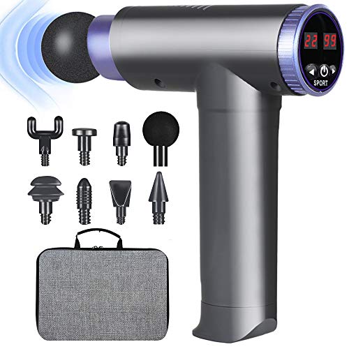 Pistola de Masaje, Pistola Masajeadora Muscular de Percusión Ultra Silencioso con 22 Niveles Ajustables Masajeadora 8 Cabezales de Masaje y Pantalla LCD para Relajación Recuperación Fatiga Pistola de Masaje, Pistola Masajeadora Muscular de Percusión Ultra Silencioso con 22 Niveles Ajustables Masajeadora 8 Cabezales de Masaje y Pantalla LCD para Relajación Recuperación Fatiga