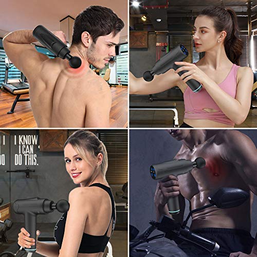 Pistola Masaje Profesional- ESSEASON Masajeador con 30 Niveles Ajustables Pistola Masajeadora Muscular 6 Cabezas de Masaje, Ultra Silencioso, Pantalla LCD, Aliviar el dolor de hombro y pierna Pistola Masaje Profesional- ESSEASON Masajeador con 30 Niveles Ajustables Pistola Masajeadora Muscular 6 Cabezas de Masaje, Ultra Silencioso, Pantalla LCD, Aliviar el dolor de hombro y pierna