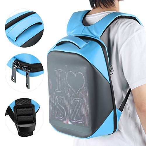 Pix Mochila, Pixel Mochila Light Up Book Bag Laptop School College Mochila, con Pantalla LED Inteligente, Correa de Hombro Ajustable, Disipación de Calor, Connect with App, para Hombres(Azul)