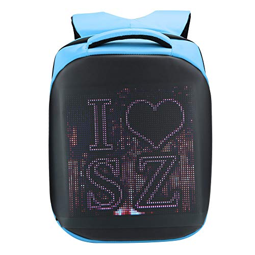 Pix Mochila, Pixel Mochila Light Up Book Bag Laptop School College Mochila, con Pantalla LED Inteligente, Correa de Hombro Ajustable, Disipación de Calor, Connect with App, para Hombres(Azul)