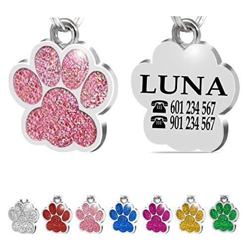 Placa Chapa de identificación Personalizada para Collar Perro Gato Mascota grabada (Rosa) Placa Chapa de identificación Personalizada para Collar Perro Gato Mascota grabada (Rosa)