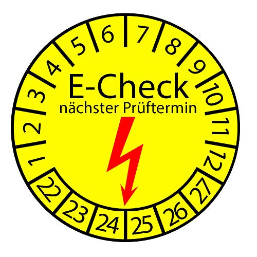 Placa de prueba E-Check siguiente fecha 2022-2027 Ø 30 mm redondo amarillo etiqueta de prueba 1.000 Stk.