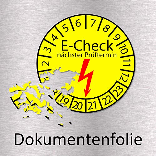 Placa de prueba E-Check siguiente fecha 2022-2027 Ø 30 mm redondo amarillo etiqueta de prueba 1.000 Stk.