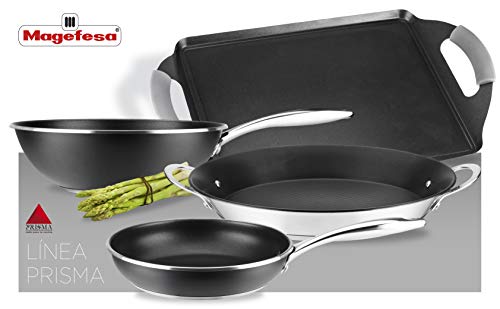 Plancha Teppanyaki MAGEFESA Prisma. Teppanyaki Fabricado en Acero Inoxidable, Antiadherente Triple Capa, Apta para Todo Tipo de Cocina, INDUCCIÓN. Apto para lavavajillas y Horno. (Teppanyaki, 41_cm) Plancha Teppanyaki MAGEFESA Prisma. Teppanyaki Fabricado en Acero Inoxidable, Antiadherente Triple Capa, Apta para Todo Tipo de Cocina, INDUCCIÓN. Apto para lavavajillas y Horno. (Teppanyaki, 41_cm)