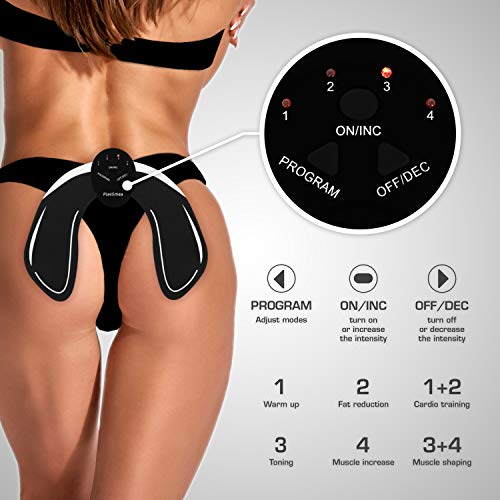 Plastimea Electroestimulador Muscular Hips Trainer Digital Masaje EMS TENS Masajeador Eléctrico Abdomen Brazo Piernas Nalgas Espalda para Hombres y Mujeres