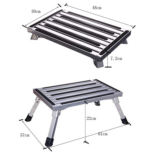 Plataforma de trabajo, Escalones de plataforma plegables de aluminio, Escalera de banco portátil RV Step Up, Diseño antideslizante, Escalera portátil para remolque / vehículo