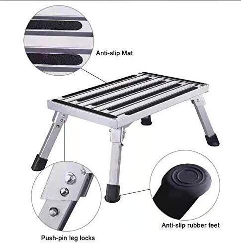 Plataforma de trabajo, Escalones de plataforma plegables de aluminio, Escalera de banco portátil RV Step Up, Diseño antideslizante, Escalera portátil para remolque / vehículo Plataforma de trabajo, Escalones de plataforma plegables de aluminio, Escalera de banco portátil RV Step Up, Diseño antideslizante, Escalera portátil para remolque / vehículo
