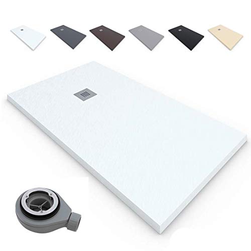 Plato de Ducha RESINA Extraplano EstiloBaño®TERRA - Antideslizante TEXTURA PIZARRA -Todas Las Medidas Disponibles -Varios colores -【70x100, Blanco Ral-9003】- Incluye Válvula desagüe+Rejilla Plato de Ducha RESINA Extraplano EstiloBaño®TERRA - Antideslizante TEXTURA PIZARRA -Todas Las Medidas Disponibles -Varios colores -【70x100, Blanco Ral-9003】- Incluye Válvula desagüe+Rejilla