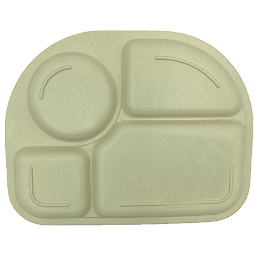 Plato Para Bebé,2 Platos Compartimentos Niño Y Bebé Alimentación Cuberteria Infantiles Bambu Vajilla Infantil ,Degradables Bambu Materiales, Libre De BPA,No Aptos Para Microondas