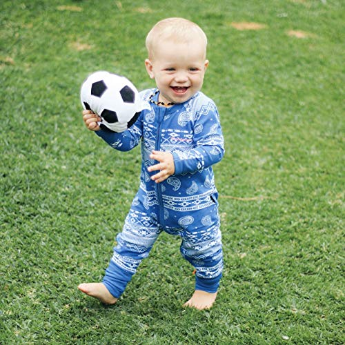 Playgro Mi Primera Pelota de Fútbol, Sonajero Integrado, Desde los 6 Meses, My First Soccer Ball, Negro/Blanco, 40043