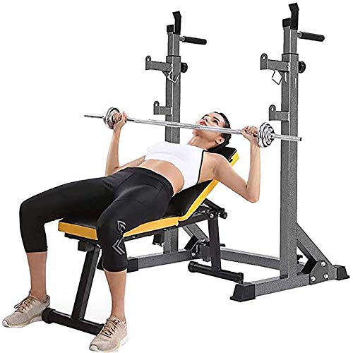 PLAYH Multifuncional Estante Soporte para Sentadillas Alto Y Ancho Regulable Barbell Rack Portátil Interior Fitness Equipo, para Hacer Ejercicio Muscular Entrenamiento Fuerza