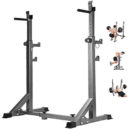 PLAYH Multifuncional Estante Soporte para Sentadillas Alto Y Ancho Regulable Barbell Rack Portátil Interior Fitness Equipo, para Hacer Ejercicio Muscular Entrenamiento Fuerza