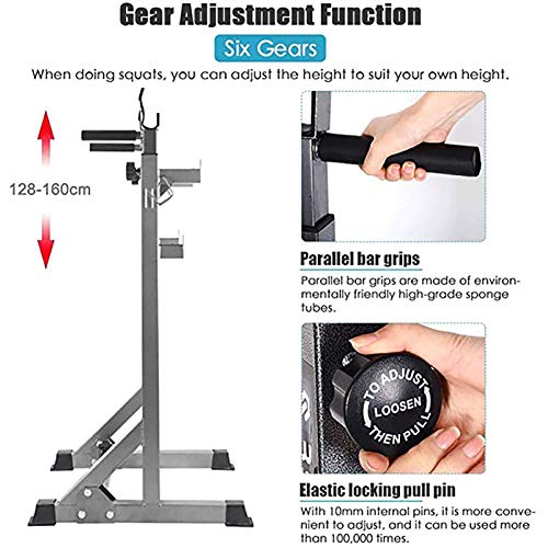 PLAYH Multifuncional Estante Soporte para Sentadillas Alto Y Ancho Regulable Barbell Rack Portátil Interior Fitness Equipo, para Hacer Ejercicio Muscular Entrenamiento Fuerza