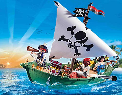 PLAYMOBIL Barco Pirata con Motor Submarino 70151, Carbón