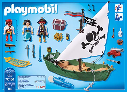 PLAYMOBIL Barco Pirata con Motor Submarino 70151, Carbón