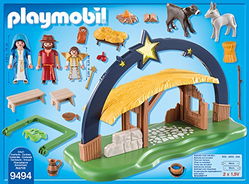 PLAYMOBIL Christmas Belén con Luz y patas plegables, A partir de 4 años (9494)