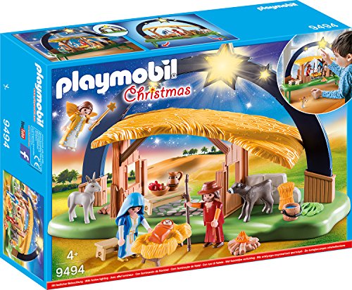PLAYMOBIL Christmas Belén con Luz y patas plegables, A partir de 4 años (9494)