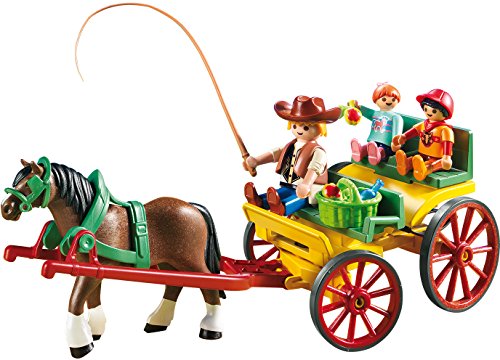 PLAYMOBIL- Country-Carruaje con Caballo Conjunto de Figuras, Multicolor (6932)