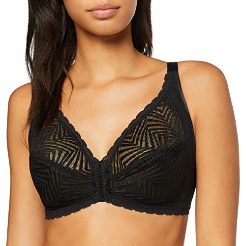 Playtex Soutien-Gorge Emboitant Sans Armature Ideal Posture Sujetador sin Aros, Negro (Noir 001), 115E para Mujer