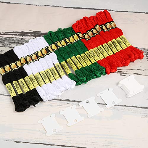 Pllieay 24 madejas de hilo de bordado de 4 colores con 12 bobinas de hilo de plástico son una opción ideal para tus proyectos de bordado.