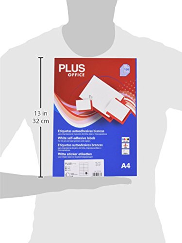 Plus Office 10677 - Etiquetas autoadhesivas de cantos rectos, 1600 eti/caja, 105 x 35 mm, blanco