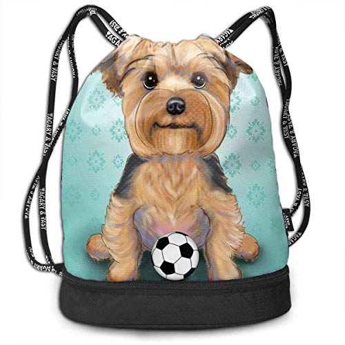 PmseK Mochila con Cordón,Bolsas de Gimnasia, Puppy Yorkie Multifunctional Bundle Backpack Shoulder Bag For Men and Women