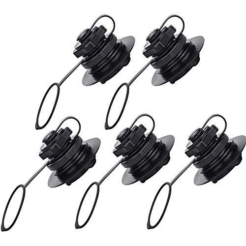 POFET - 5 tapones inflables de aire en espiral para barco o boston de repuesto para inflado de una sola dirección, válvula Boston de goma para colchonetas de barco o piscina, color negro POFET - 5 tapones inflables de aire en espiral para barco o boston de repuesto para inflado de una sola dirección, válvula Boston de goma para colchonetas de barco o piscina, color negro
