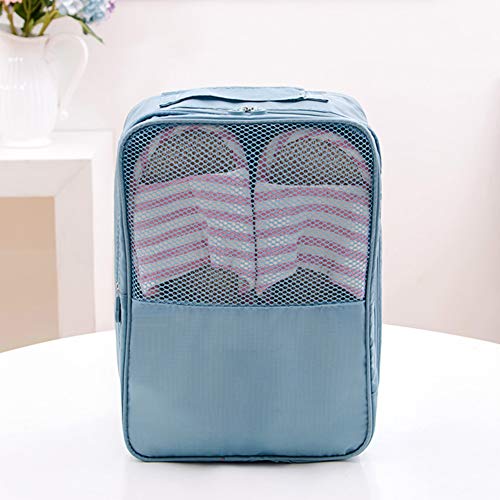 POHOVE Bolsas para Zapatos de Viaje con Bolsillo de Malla de 3 Compartimentos, Organizador Plegable Impermeable para Zapatos, Bolsa de Nailon de Doble Capa para clasificar el hogar con asa Superior