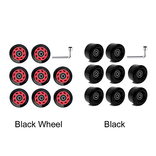 POHOVE Ruedas de Patines, 8-Pack Ruedas de Patines Exterior Asfalto Fórmula 82A Blade-S Patines Repuesto con Velocidad Rodamientos Y Espaciador - Negro, Free Size