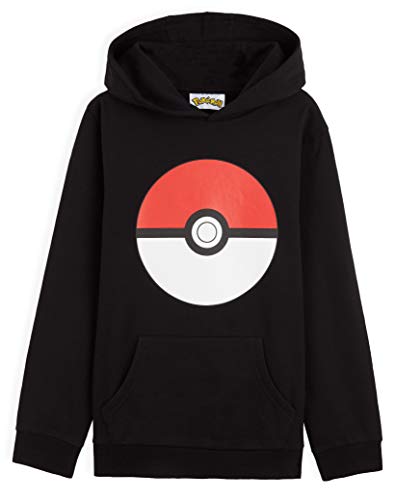 Pokèmon Sudadera Niño con Capucha, Sudadera Negra Diseño Pokeball, Sudaderas Niño Algodon 100%, Regalos para Niños y Adolescentes Edad 4-15 Años (Negro, 15 Años)